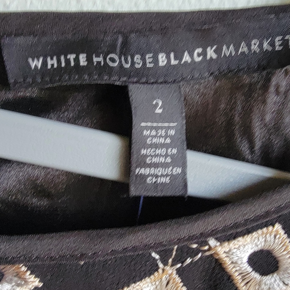 WHITE HOUSE BLACK MARKET Sleeveless Dress Bk/bl/br patterened Size 2. NwT. - Picture 2 of 8
